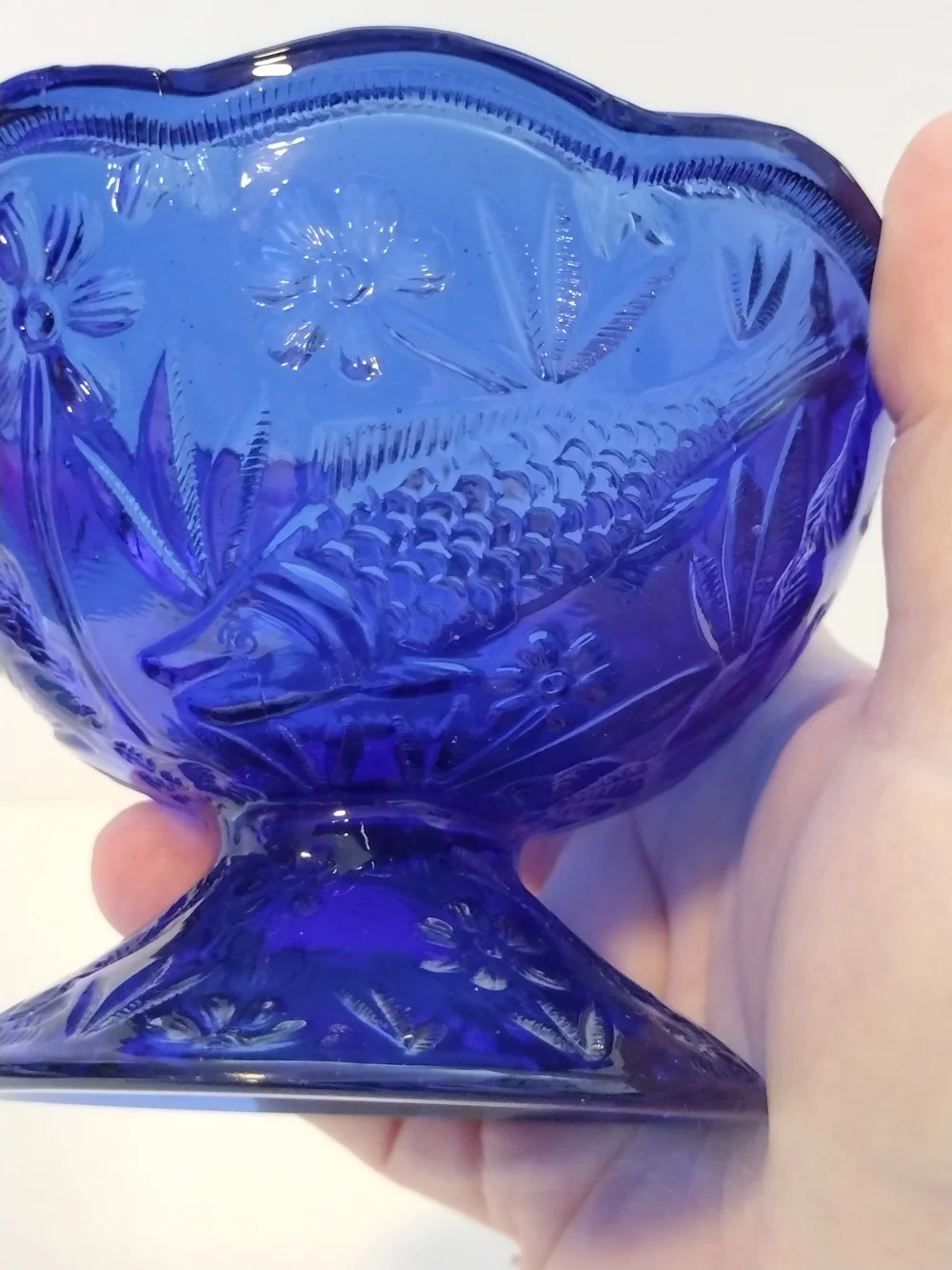 Indiana Glass Cobalt Blue Pressed Glass Pedestal Dish